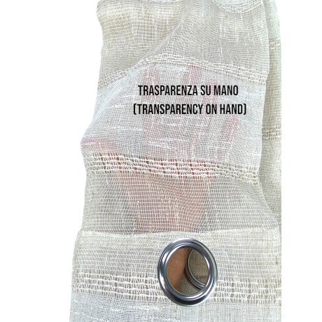 Tenda Calcutta a righe - Pannello moderno 140x280 cm effetto lino - Colore Panna e Avorio con Anelli in Acciaio